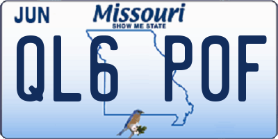MO license plate QL6P0F