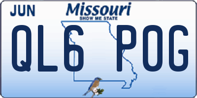 MO license plate QL6P0G