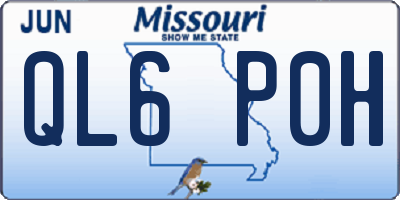 MO license plate QL6P0H