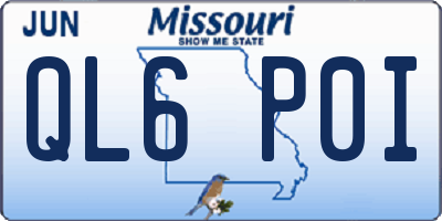 MO license plate QL6P0I