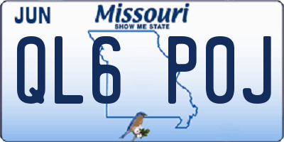 MO license plate QL6P0J