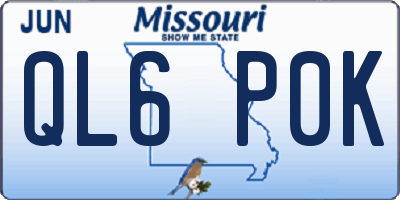 MO license plate QL6P0K