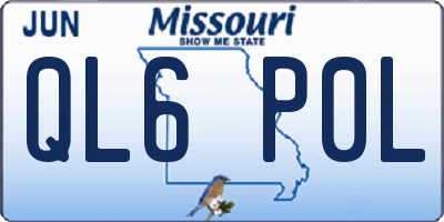 MO license plate QL6P0L