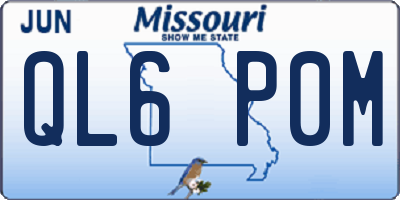 MO license plate QL6P0M