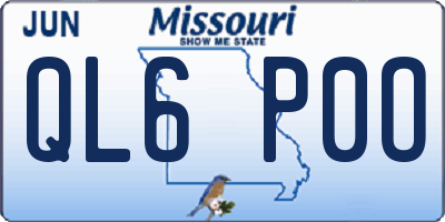 MO license plate QL6P0O