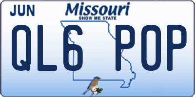MO license plate QL6P0P