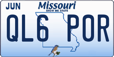 MO license plate QL6P0R