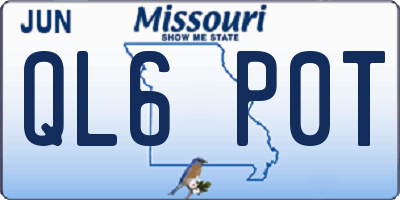 MO license plate QL6P0T