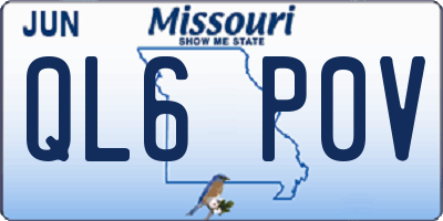 MO license plate QL6P0V