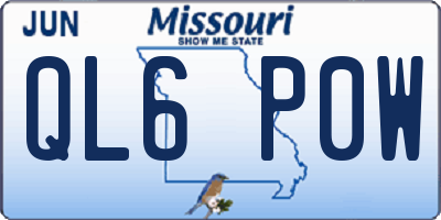 MO license plate QL6P0W