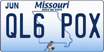 MO license plate QL6P0X