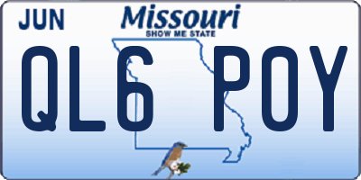 MO license plate QL6P0Y
