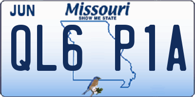 MO license plate QL6P1A
