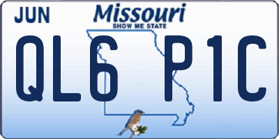 MO license plate QL6P1C