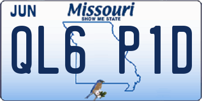 MO license plate QL6P1D