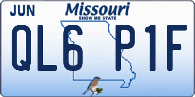 MO license plate QL6P1F