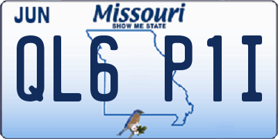 MO license plate QL6P1I