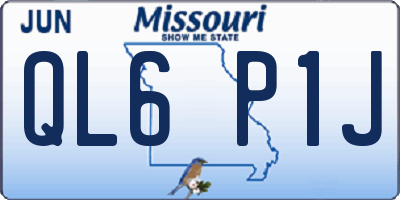 MO license plate QL6P1J