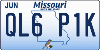 MO license plate QL6P1K