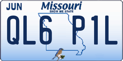 MO license plate QL6P1L