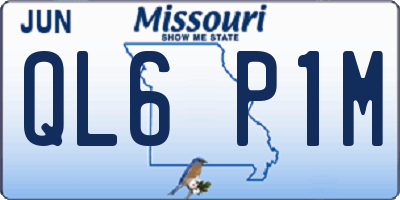 MO license plate QL6P1M