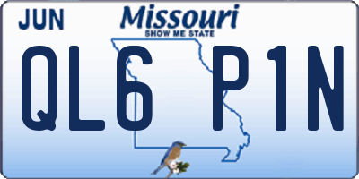 MO license plate QL6P1N