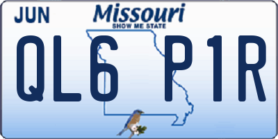 MO license plate QL6P1R
