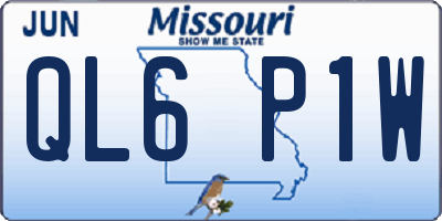 MO license plate QL6P1W