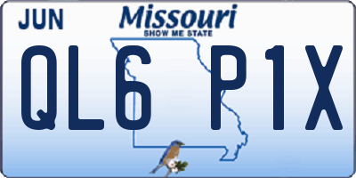MO license plate QL6P1X