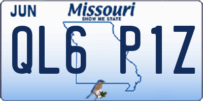 MO license plate QL6P1Z