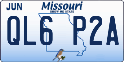 MO license plate QL6P2A