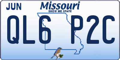 MO license plate QL6P2C