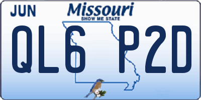 MO license plate QL6P2D