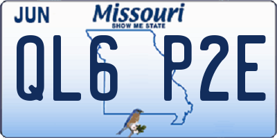 MO license plate QL6P2E