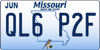 MO license plate QL6P2F