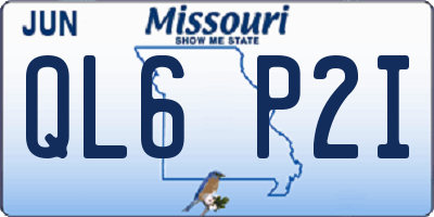 MO license plate QL6P2I