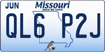 MO license plate QL6P2J