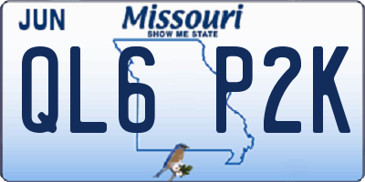 MO license plate QL6P2K