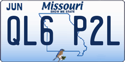 MO license plate QL6P2L