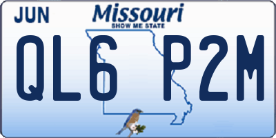 MO license plate QL6P2M