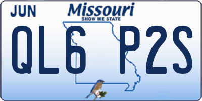 MO license plate QL6P2S