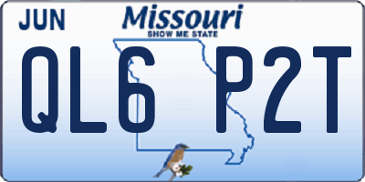 MO license plate QL6P2T
