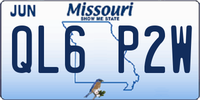 MO license plate QL6P2W