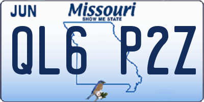 MO license plate QL6P2Z