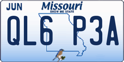 MO license plate QL6P3A