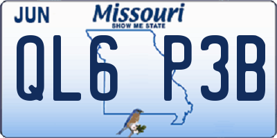 MO license plate QL6P3B
