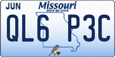 MO license plate QL6P3C