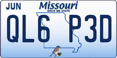 MO license plate QL6P3D