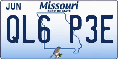 MO license plate QL6P3E