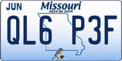 MO license plate QL6P3F